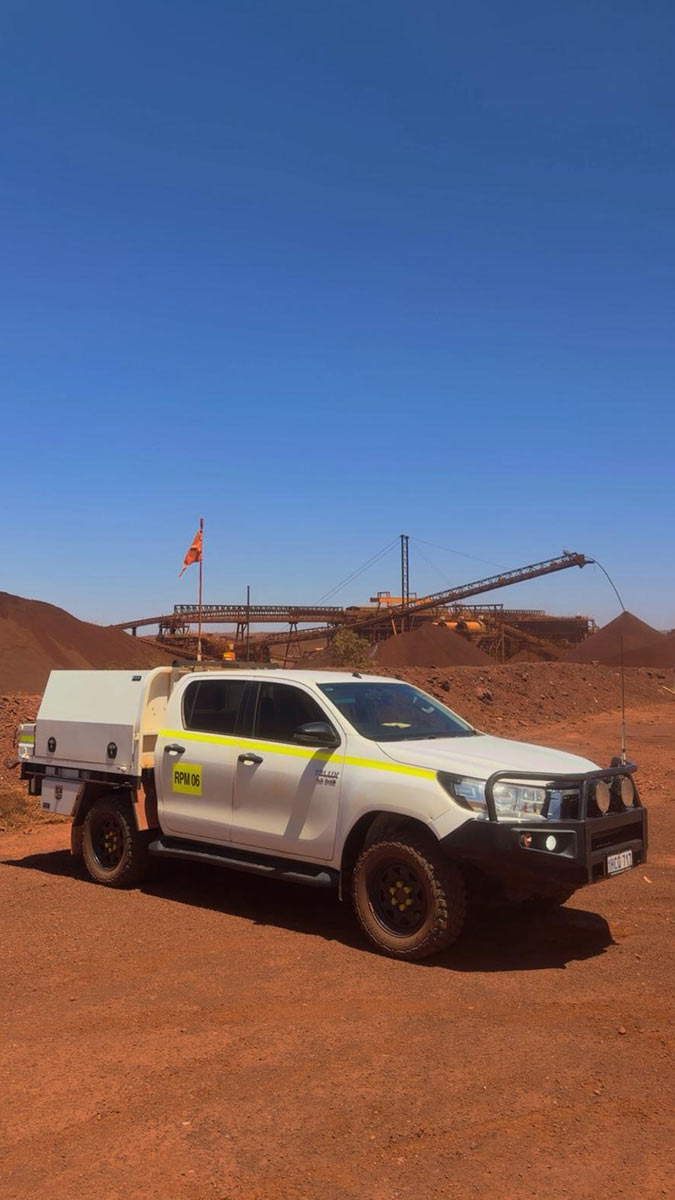 Service ute, iron-ore stockyard