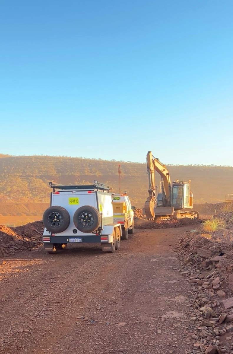 Haul-road support at sunrise